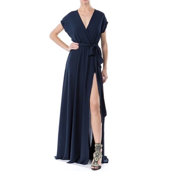 Meghan La Jasmine Wrap Maxi Dress, Navy